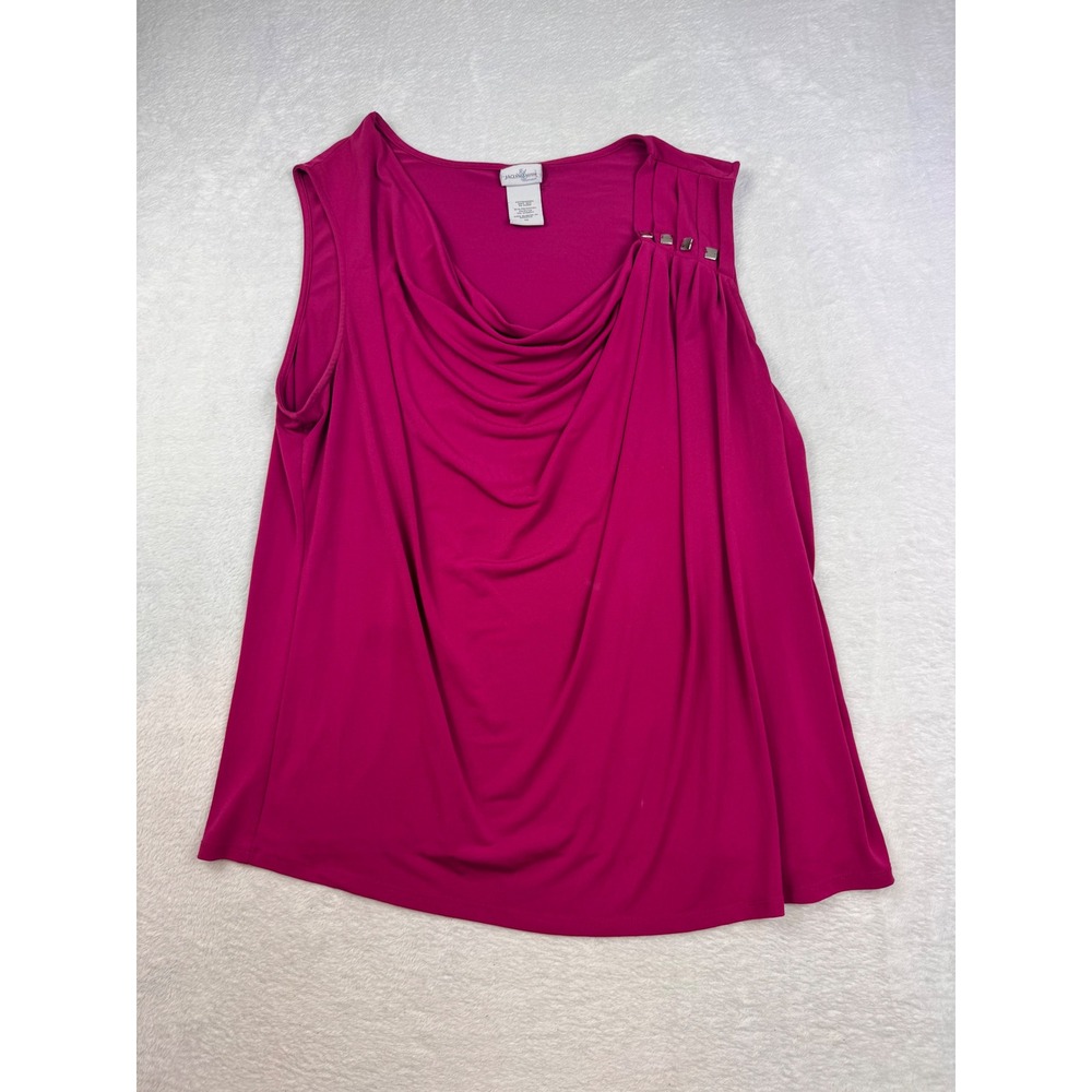 Jaclyn Smith Woman Magenta Pink Cowl Neck Sleeveless Blouse Top 1X Metal Detail